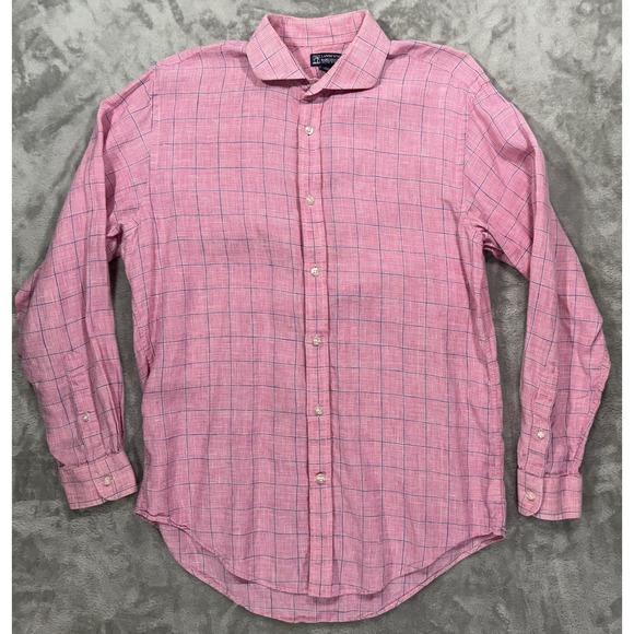Lands' End Other - Lands End Baird McNutt Shirt Mens 15 1/2 33 Pink Irish Linen WindowPane Plaid